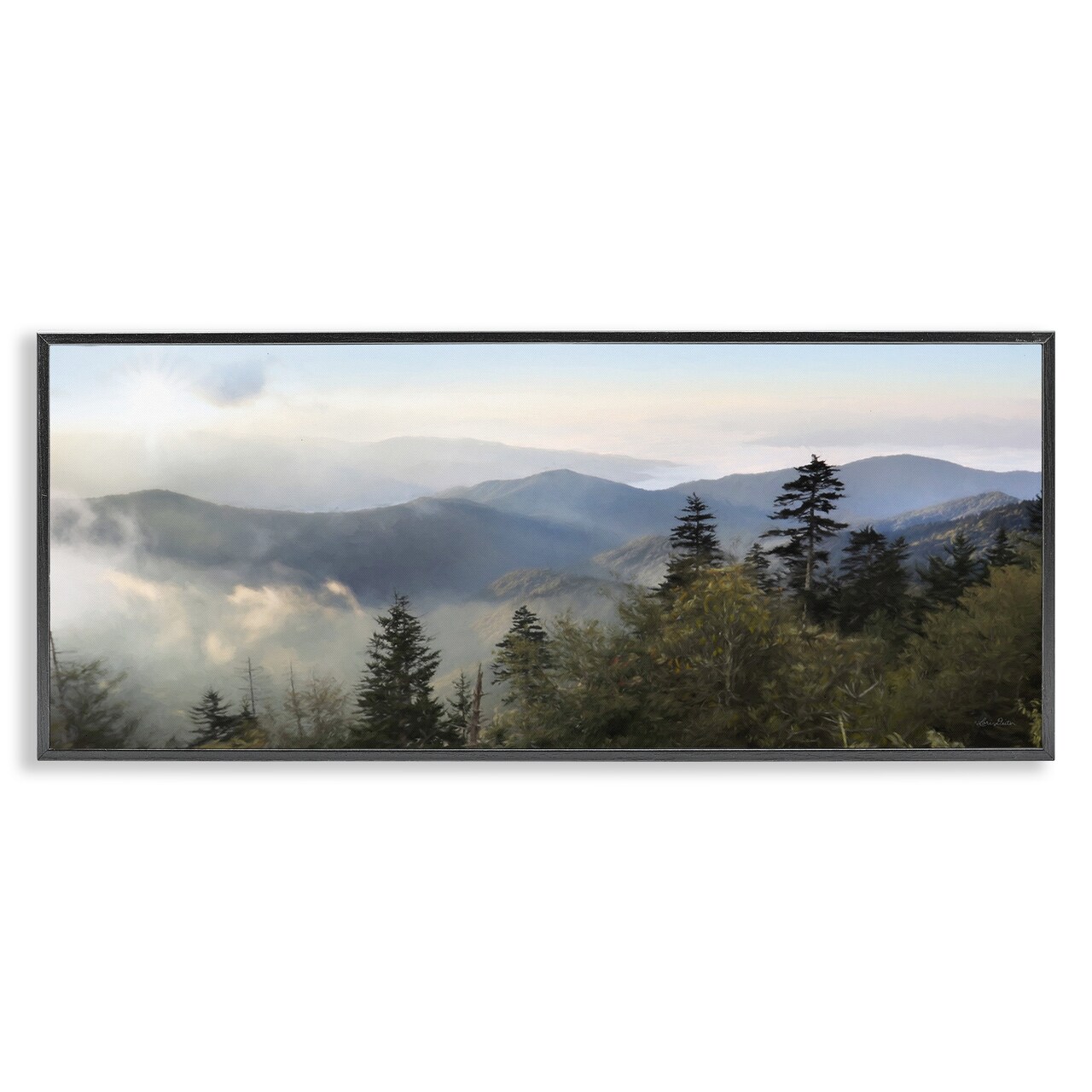 Stupell Industries Panoramic Cloudy Mountainous Nature Framed Giclee Art